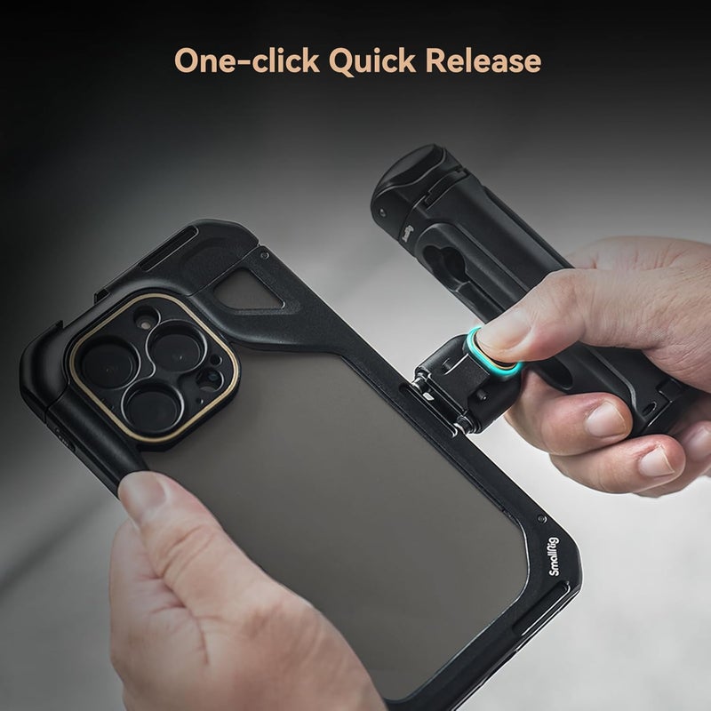 SMALLRIG Single Handheld Phone Cage Kit for iPhone 15 Pro Max, Mobile Video Rig Cage Kit with Wireless Quick Release Handle for Video Recording/YouTube/Live Streaming/Vlog - 4393 - Image 5